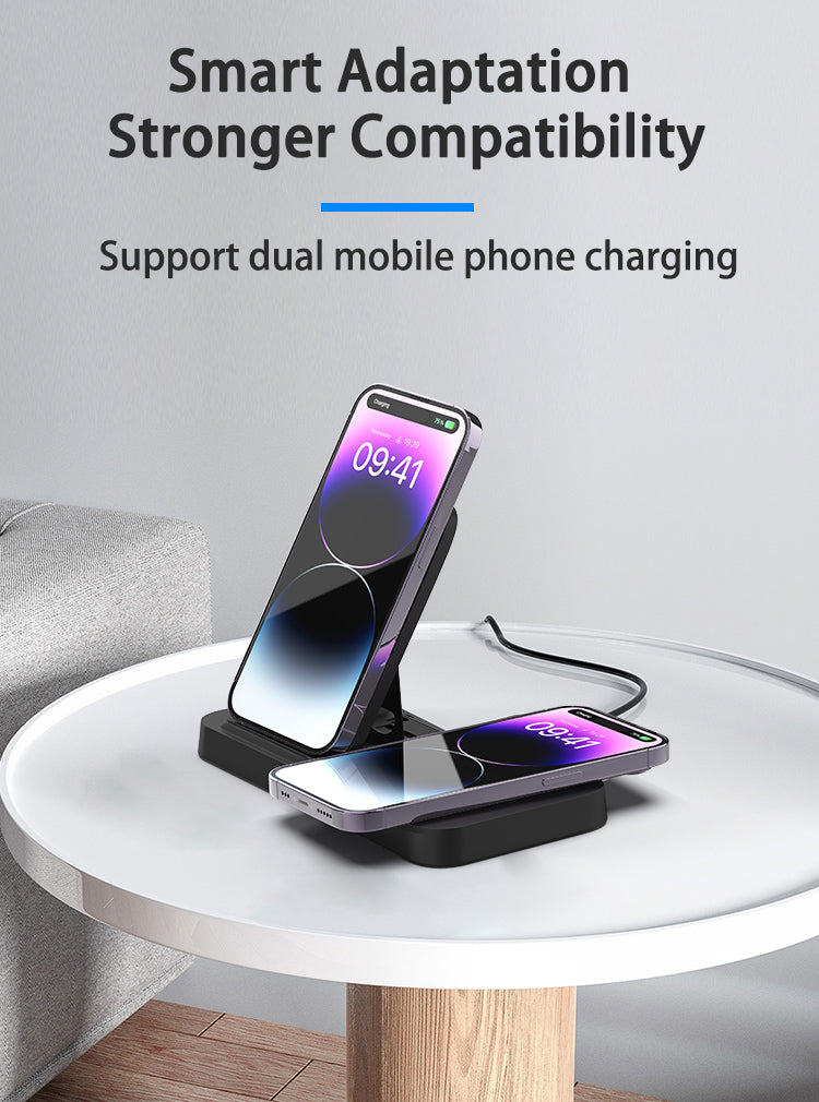 Fast Wireless Charging Station; 3 in 1 Wireless Charger Stand for iPhone 15 14 13 12 11Pro Max XR XS 8 Plus, for Apple Watch 8 7 6 5 4 3 2 SE, for Airpods 3 2 Pro