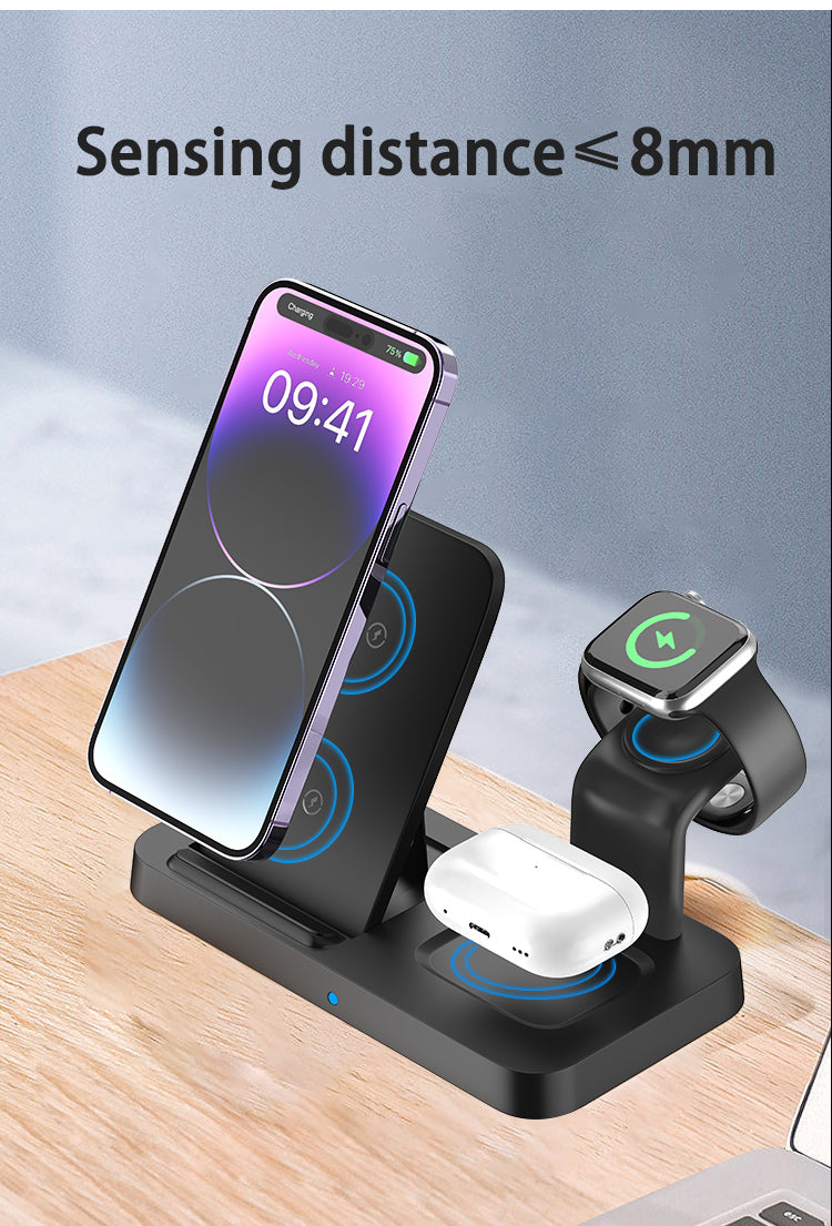 Fast Wireless Charging Station; 3 in 1 Wireless Charger Stand for iPhone 15 14 13 12 11Pro Max XR XS 8 Plus, for Apple Watch 8 7 6 5 4 3 2 SE, for Airpods 3 2 Pro