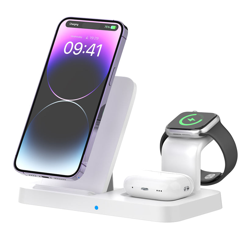 Fast Wireless Charging Station; 3 in 1 Wireless Charger Stand for iPhone 15 14 13 12 11Pro Max XR XS 8 Plus, for Apple Watch 8 7 6 5 4 3 2 SE, for Airpods 3 2 Pro