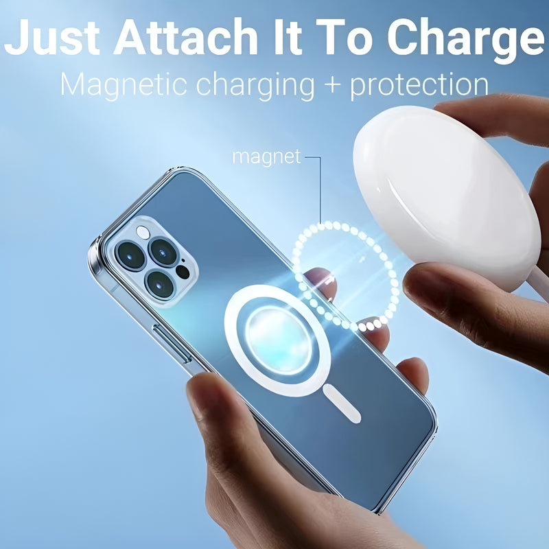 Clear Magnetic Phone Case for iPhone; Compatible with MagSafe, Shockproof Military-Grade Protection