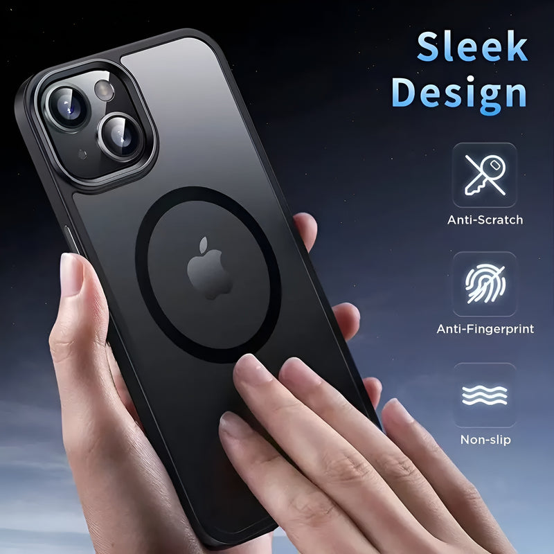 BLACK MAGNETIC PHONE CASE; Compatible with MagSafe, Shockproof Military-Grade Protection