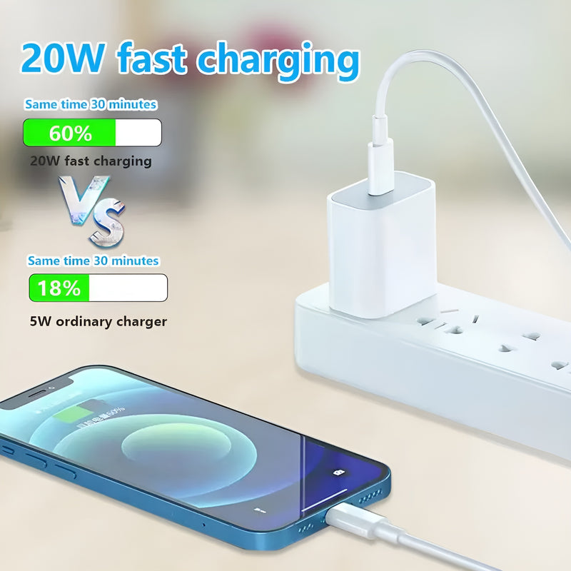 Fast iPhone/iPad Charger [Apple MFi Certified] with USB C to Lightning Cable