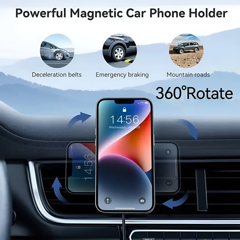 MAGNETIC WIRELESS CAR CHARGER; Compatible with MagSafe Car Charger [Air Vent Phone Holder Mount for iPhone]